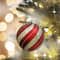 8.25" Red with Green & Gold Glitter Peppermint Stripes Jumbo Ball Ornament by Ashland®